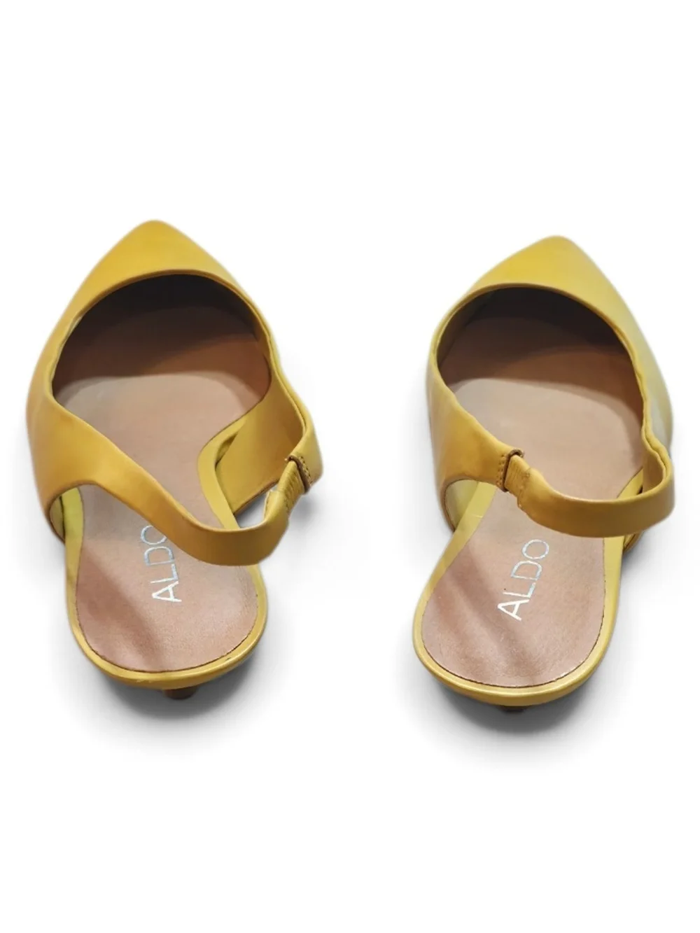 ALDO Mustard Yellow Pointed Toe Slingback Low Heals